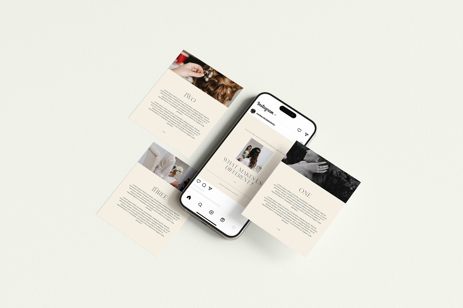 custom instagram carousel template for a bridal hair and make up brand