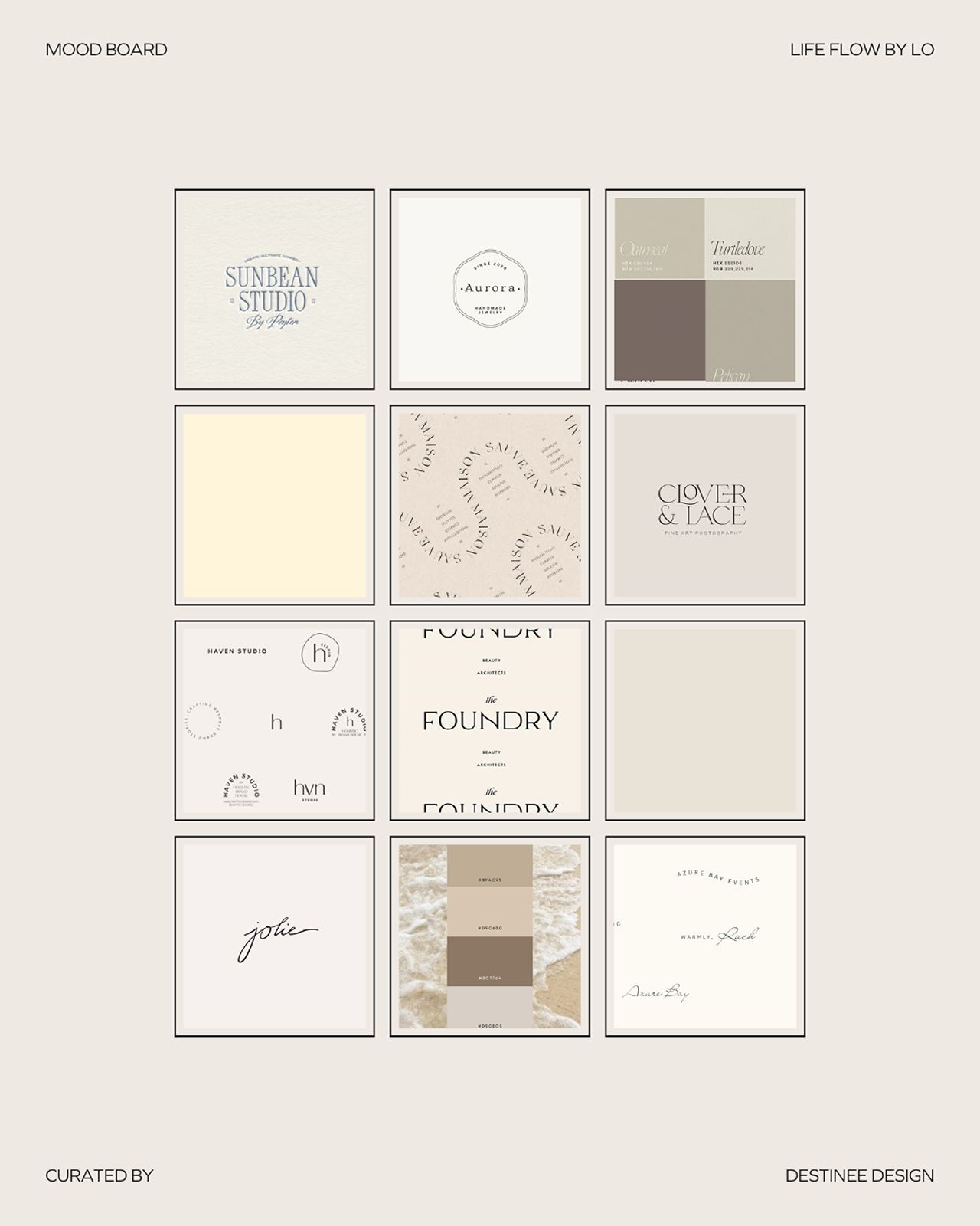 calm and neutral mood board branding for women entrepreneur